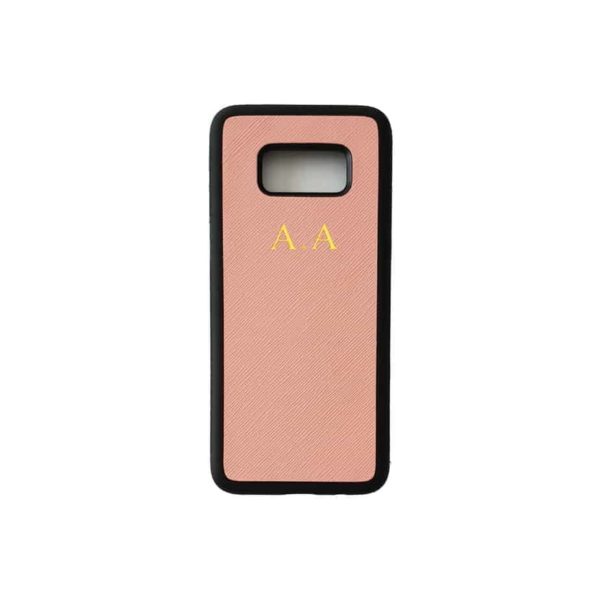 Galaxy S8 Blush Case Saffiano Leather Phone Cover Personalised with Monogram