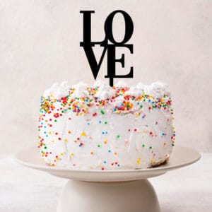 A beautiful LOVE Cake Topper for weddings and celebrations