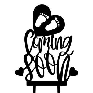 coming soon cake topper - black acrylic