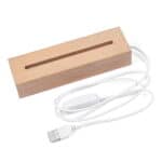 solid timber base with LED light slot for an acrylic night light - white switch and USB power cable.